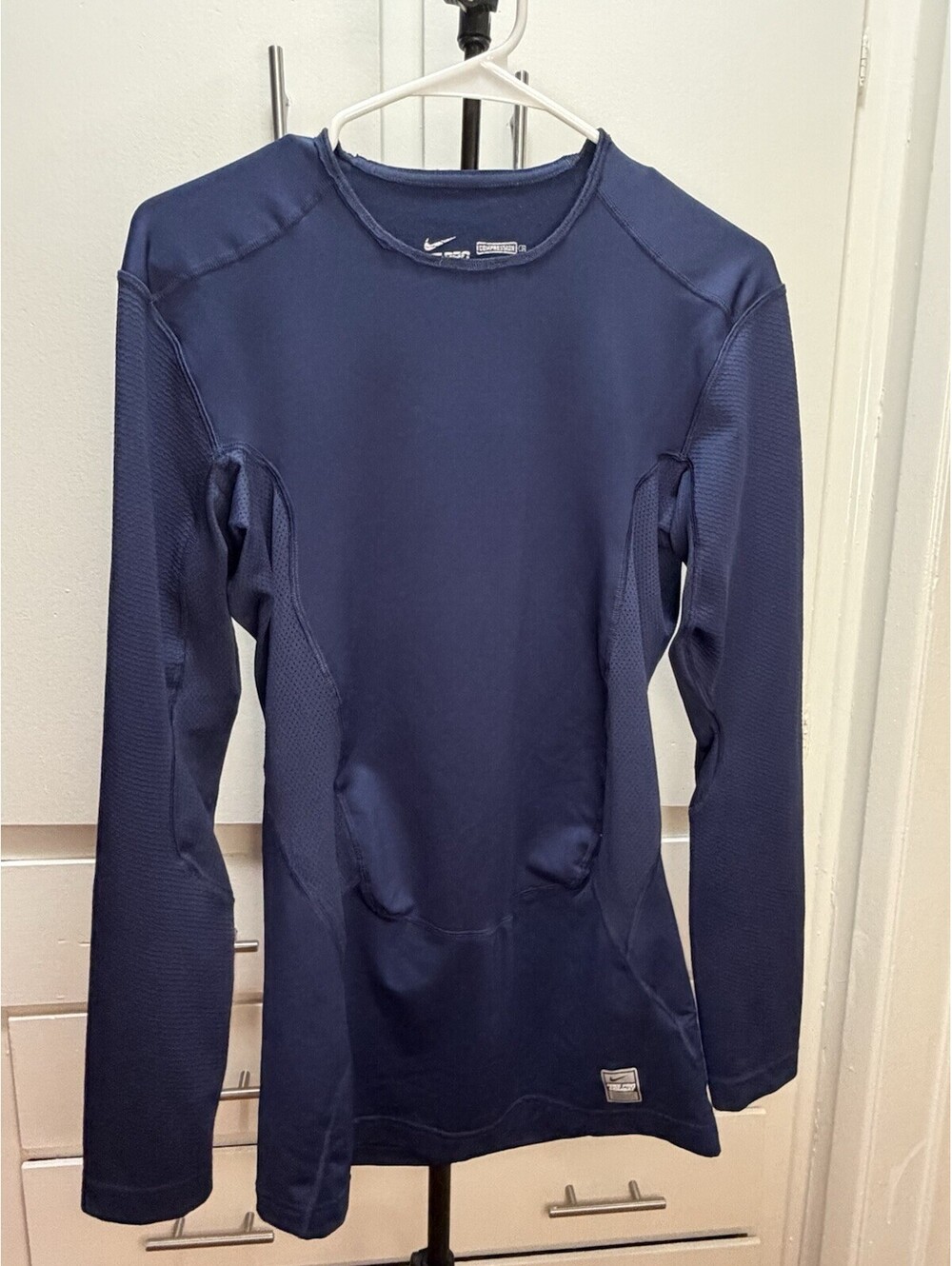 Nike Pro Combat Compression Shirt Dri Fit Long Sleeve Mens XL Navy Blue